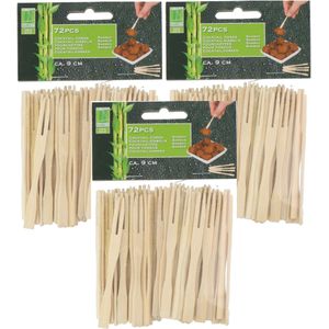 Hapjes/sate prikkers/spiesjes - bamboe hout - 216x stuks - 9 cm - amuse/bbq/feestje - Cocktailprikkers