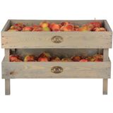 Houten opberg/opslag krat stapelbaar 37 x 57 cm - Aardappel/appel kratjes/kistjes - Stapelkisten/fruitkisten