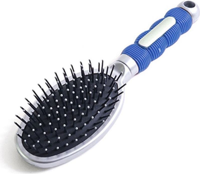 Haarborstel Hairmaster - zilver met blauw handvat - 23 x 6 cm - kunststof - heren/dames/kinderen
