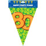 Paperdreams verjaardag 80 jaar thema vlaggetjes - 3x - feestversiering - 10m - folie - dubbelzijdig