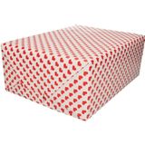 3x Inpakpapier/cadeaupapier rode hartjes print 200 x 70 cm rollen - Valentijnsdag kadopapier / cadeaupapier