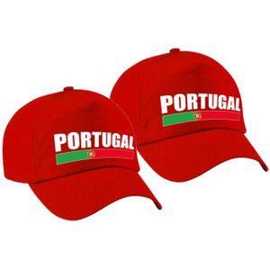 4x stuks portugal supporters pet rood voor dames en heren - Portugal landen baseball cap - supporter kleding