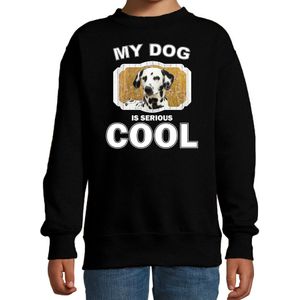 Dalmatier honden trui / sweater my dog is serious cool zwart - kinderen - Dalmatiers liefhebber cadeau sweaters - kinderkleding / kleding