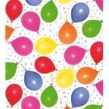 Set van 4x stuks inpakpapier/cadeaupapier metallic wit met gekleurde ballonnen en zilveren sterretjes 150  - kadopapier / cadeaupapier/papier