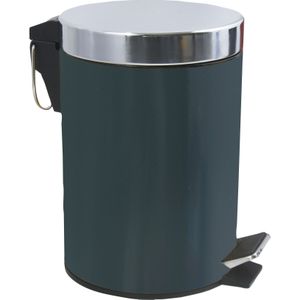 MSV Prullenbak/pedaalemmer - metaal - donkergroen - 3 liter - 17 x 25 cm - Badkamer/toilet