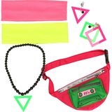 Foute 80s/90s party verkleed set compleet - dames - neon - jaren 80/90 verkleed accessoires