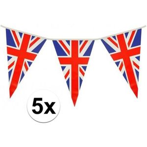 5x Union Jack vlaggenlijn 7 meter