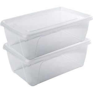 6x Voorraad/vershoudbakje hoog/diep 1 liter transparant plastic/kunststof - 18 x 12 x 7 cm - Vienna - Vershouddoos bakjes