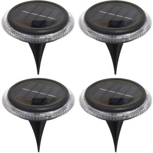 Progarden Buiten lampje/prik spots - set 4x - solar verlichting - tuinpad/planten verlichting - 8 LEDs - D11 cm