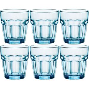 6x Stuks tumbler waterglazen/sapglazen blauw 270 ml - Glazen / drinkglazen