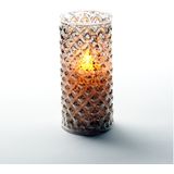 1x stuks luxe led kaarsen in zilver glas D7,5 x H15 cm - met timer - Woondecoratie - Elektrische kaarsen