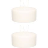 3x Stuks Witte Multi Lonten Kaars 15 X 8 cm 62 Branduren - Geurloze Kaarsen Wit - Woondecoraties