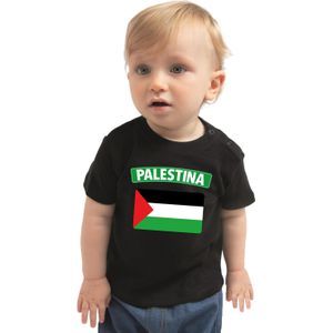 Palestina baby shirt met vlag zwart jongens en meisjes - Kraamcadeau - Babykleding - Palestina landen t-shirt