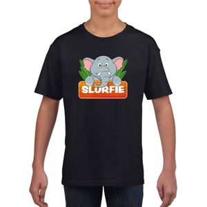 Slurfie de olifant t-shirt zwart voor kinderen - unisex - olifanten shirt - kinderkleding / kleding