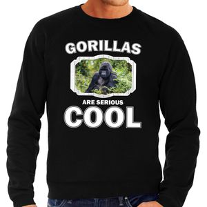 Dieren gorilla apen sweater zwart heren - gorillas are serious cool trui - cadeau sweater gorilla/ gorilla apen liefhebber