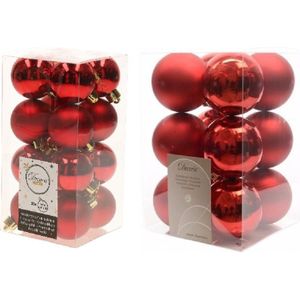 Kerstversiering kunststof kerstballen rood 4-6 cm pakket van 40x stuks - Kerstboomversiering