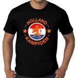 Grote maten zwart fan t-shirt voor heren - Holland kampioen met leeuw - Nederland supporter - EK/ WK shirt / outfit