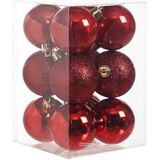 24x stuks kunststof kerstballen mix van koper en rood 6 cm - Kerstversiering