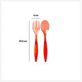 5Five Sla bestek/couvert - 2 delig - rood - kunststof - 29 cm - saladebestek/slacouvert - opscheplepels fruit/groente