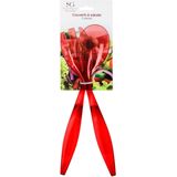 5Five Sla bestek/couvert - 2 delig - rood - kunststof - 29 cm - saladebestek/slacouvert - opscheplepels fruit/groente