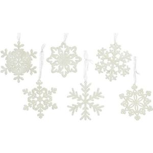 24x Kersthangers/kerstornamenten witte sneeuwvlokken 10 cm - Kerstboomversiering - Kerstversiering hangers