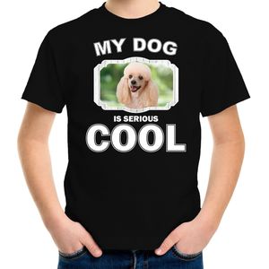 Poedel honden t-shirt my dog is serious cool zwart - kinderen - Poedels liefhebber cadeau shirt - kinderkleding / kleding