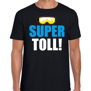Apres ski t-shirt Supertoll zwart  heren - Wintersport shirt - Foute apres ski outfit/ kleding/ verkleedkleding