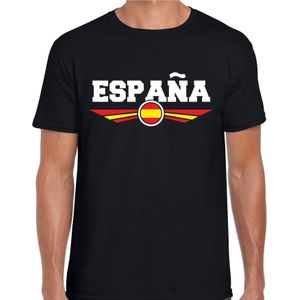 Spanje / Espana landen met Spaanse vlag t-shirt zwart heren - landen shirt / kleding - EK / WK / Olympische spelen outfit
