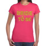 Bride to Be gouden glitter tekst t-shirt roze dames - dames shirt Bride to Be - Vrijgezellenfeest kleding