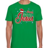 Fout Kerst shirt / t-shirt - Happy birthday Jesus / Jezus - groen - heren - kerstkleding / kerst outfit