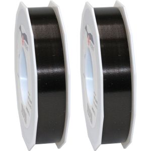 3x XL Hobby/decoratie zwarte kunststof sierlinten 2,5 cm/25 mm x 91 meter- Luxe kwaliteit - Cadeaulint kunststof lint/ribbon