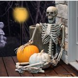 Set van 3x stuks Halloween horror decoratie solar LED tuinfakkels zwart 51 cm - Tuinverlichting/thema feestversiering