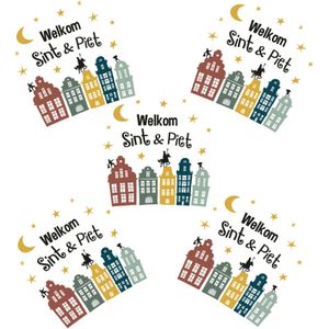 10x stuks Sinterklaas Welkom Sint en Piet raamstickers - Sinterklaas feestversiering/raamdecoratie