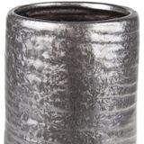 Cilinder vaas keramiek zilver/grijs 12 x 22 cm - Keramieken vazen