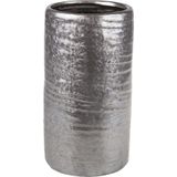 Cilinder vaas keramiek zilver/grijs 12 x 22 cm - Keramieken vazen