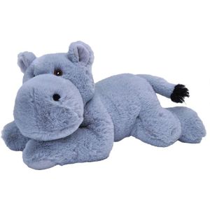 Pluche grijze nijlpaard knuffel 30 cm - Nijlpaarden wilde dieren knuffels - Speelgoed voor kinderen