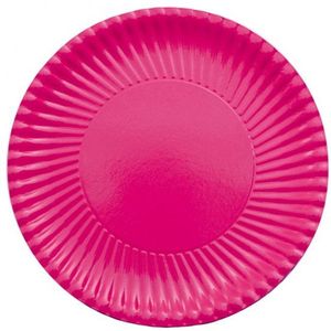 10x stuks grote kartonnen feest bordjes fuchsia roze 29 cm - Verjaardag feest/bbq bordjes van karton