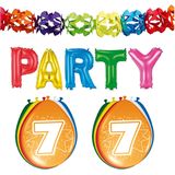 Folat - 7 jaar verjaardag versiering slingers/ballonnen/folie letters