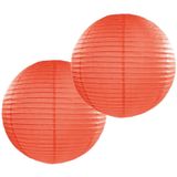 5x stuks luxe bol vorm party lampion oranje dia 50 cm - Holland feestartikelen en versieringen