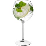 Rode wijn/gin tonic ballon glazen transparant 650 ml van onbreekbaar kunststof - Herbruikbaar - Wijnen wijnliefhebbers drinkglazen - Wijn/Gin Tonic drinken