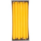 36x Gele dinerkaarsen 25 cm 8 branduren - Geurloze kaarsen geel - Tafelkaarsen/kandelaarkaarsen