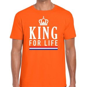 Oranje King for life t-shirt - Shirt voor heren - Koningsdag kleding