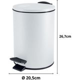 Spirella Pedaalemmer Cannes - wit - 5 liter - metaal - L20 x H27 cm - soft-close - toilet/badkamer