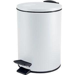 Spirella Pedaalemmer Cannes - wit - 5 liter - metaal - L20 x H27 cm - soft-close - toilet/badkamer