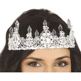 Guircia verkleed diadeem/tiara kroon met edelstenen - zilver - metaal - voor volwassenen
