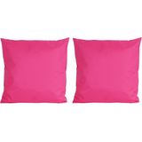 Set van 2x stuks bank/Sier kussens voor binnen en buiten in de kleur fuchsia roze 45 x 45 cm - Tuin/huis kussens