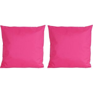 Set van 2x stuks bank/Sier kussens voor binnen en buiten in de kleur fuchsia roze 45 x 45 cm - Tuin/huis kussens