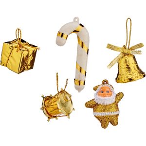 Krist+ Kerstornamenten inclusief piek - 24 st - kunststof - goud - voor mini kerstboom