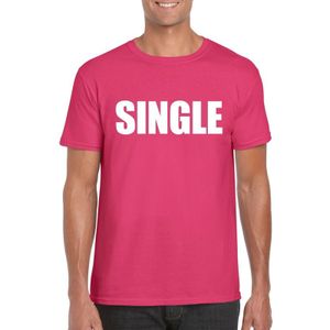 Single/ vrijgezel tekst t-shirt roze heren