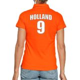 Oranje supporter poloshirt - rugnummer 9 - Holland / Nederland fan shirt / kleding voor dames